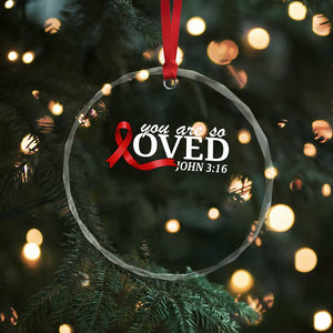 Red Ribbon Christian Crystal Glass Ornament Cross Bible Verse Inspirational Religious Faith TS14 Print Your Wear