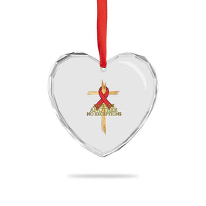 Red Ribbon Christian Heart Crystal Glass Ornament Cross Bible Verse TS14 Print Your Wear