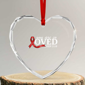 Red Ribbon Christian Heart Crystal Glass Ornament Cross Bible Verse Inspirational Religious Faith TS14 Transparent Glass 3'' Heart Print Your Wear
