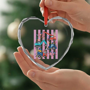 Red White And Blue Construction Crew Heart Crystal Glass Ornament Patriotic Kids 4th Of July