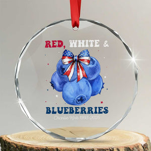 Red White and Blueberries Crystal Glass Ornament Charlie Kirk Tribute 1993 2025 Memorial TS02 Transparent Glass 3'' Circle Print Your Wear