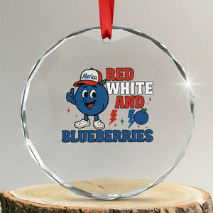 Red White and Blueberries Crystal Glass Ornament Patriotic Fruit Cartoon Graphic TS02 Transparent Glass 3'' Circle Print Your Wear