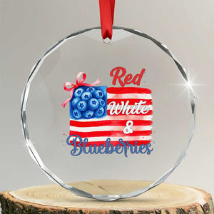Red White and Blueberries Crystal Glass Ornament Patriotic Vintage American Flag Coquette Bow TS02 Transparent Glass 3'' Circle Print Your Wear