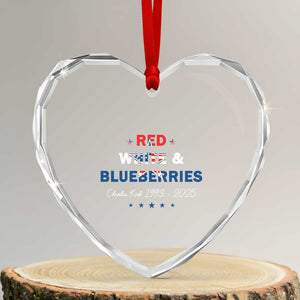 Red White and Blueberries Heart Crystal Glass Ornament Charlie Kirk 1993 2025 Patriotic Memorial TS02 Transparent Glass 3'' Heart Print Your Wear