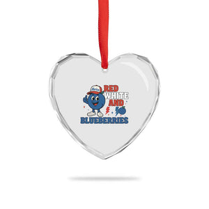 Red White and Blueberries Heart Crystal Glass Ornament Patriotic Fruit Cartoon Graphic TS02 Print Your Wear