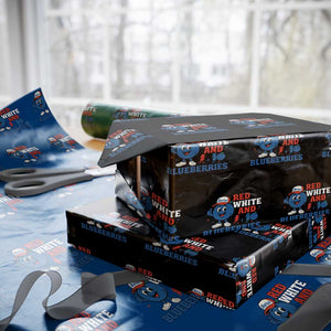 Red White and Blueberries Wrapping Paper Roll Patriotic Fruit Cartoon Graphic TS02 Black Print Your Wear