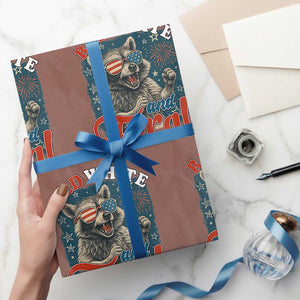Red White and Feral Raccoon Wrapping Paper Roll Funny Patriotic Fireworks Wild 4th of July Vibes TS02 Mocha Print Your Wear