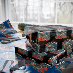 Red White and Feral Raccoon Wrapping Paper Roll Funny Patriotic Fireworks Wild 4th of July Vibes TS02 Black Print Your Wear