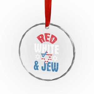 Red White and Jew Crystal Glass Ornament Funny Jewish Patriotic 4th of July Star Of David TS02 Print Your Wear