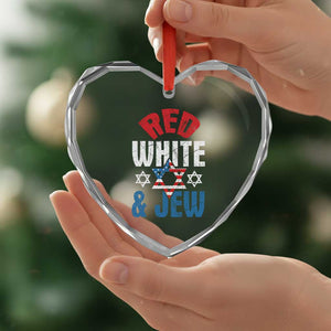 Red White and Jew Heart Crystal Glass Ornament Funny Jewish Patriotic 4th of July Star Of David TS02 Print Your Wear
