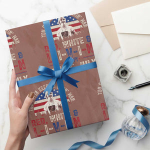 Red White and Livin Happy 4th of July Patriotic Wrapping Paper Roll Funny Retro Movie Quote You Gotta Keep On Living Man