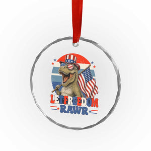 Red White Blue Dinosaur Pride Crystal Glass Ornament Let Freedom Rawr TS12 Print Your Wear