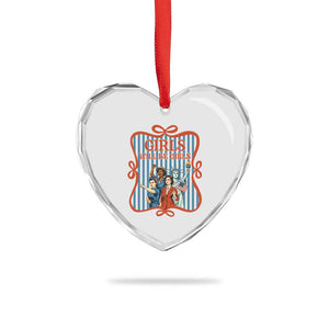Red White Blue Feminist Pride Heart Crystal Glass Ornament Girls Will Be Girls