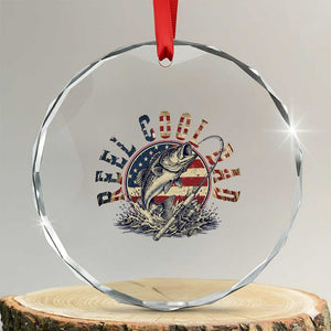 Reel Cool Dad Graphic Crystal Glass Ornament 4th Of July Fishing Patriotic Dad TS12 Transparent Glass 3'' Circle Print Your Wear