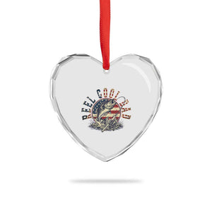 Reel Cool Dad Graphic Heart Crystal Glass Ornament 4th Of July Fishing Patriotic Dad TS12 Print Your Wear