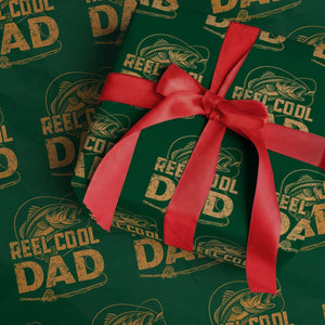 Reel Cool Dad Wrapping Paper Roll Funny Fishing Fisherman Fathers Day TS10 Green Print Your Wear