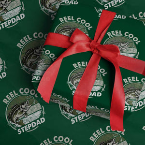 Reel Cool Stepdad Wrapping Paper Roll Fathers Day Gift for Fisherman Bonus Dad