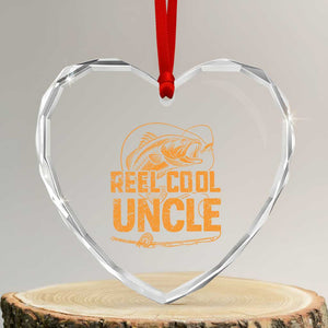 Reel Cool Uncle Heart Crystal Glass Ornament Funny Fishing Fisherman Fathers Day TS10 Transparent Glass 3'' Heart Print Your Wear