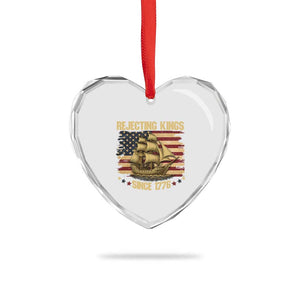 Rejecting Kings Since 1776 Heart Crystal Glass Ornament Historic Ship Sailboat Distressed American Flag TS02 Print Your Wear