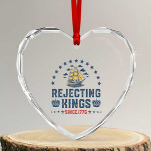 Rejecting Kings Since 1776 Heart Crystal Glass Ornament Vintage Patriotic Ship No King In America TS02 Transparent Glass 3'' Heart Print Your Wear