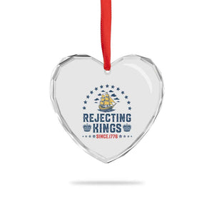 Rejecting Kings Since 1776 Heart Crystal Glass Ornament Vintage Patriotic Ship No King In America TS02 Print Your Wear