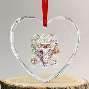 Religious Christian Easter Holy Week Christ Jesus Heart Crystal Glass Ornament TS11 Transparent Glass 3'' Heart Print Your Wear
