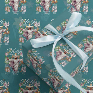 Religious Christian Easter Holy Week Christ Jesus Wrapping Paper Roll TS11 Teal Print Your Wear