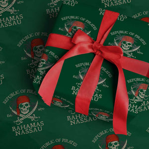 Republic Of Pirates Nassau Bahamas Wrapping Paper Roll Vintage Caribbean Summer Vacation TS10 Green Print Your Wear