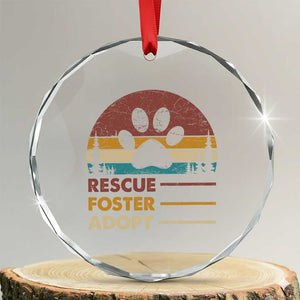 Rescue Dog Crystal Glass Ornament Retro Adopt Rescue Foster Animal Shelter Volunteer TS10 Transparent Glass 3'' Circle Print Your Wear