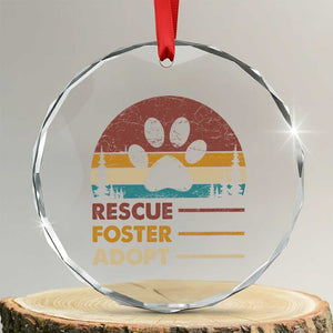 Rescue Dog Crystal Glass Ornament Retro Adopt Rescue Foster Animal Shelter Volunteer TS10 Transparent Glass 3'' Circle Print Your Wear