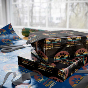 Rescue Dog Wrapping Paper Roll Retro Adopt Rescue Foster Animal Shelter Volunteer TS10 Black Print Your Wear