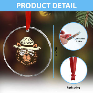 Resist Bear Retro Vintage Crystal Glass Ornament TS02 Print Your Wear