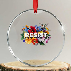Resist Floral Crystal Glass Ornament Retro Botanical Graphic TS02 Transparent Glass 3'' Circle Print Your Wear