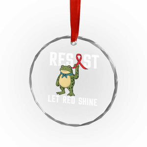 Resist Frog AIDS Awareness Crystal Glass Ornament Funny Portland Activist Meme HIV Support Red Ribbon - Print Your Wear