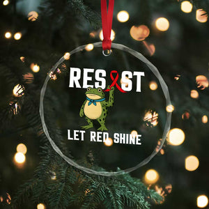 Resist Frog AIDS Awareness Crystal Glass Ornament Funny Portland Activist Meme HIV Support Red Ribbon - Print Your Wear
