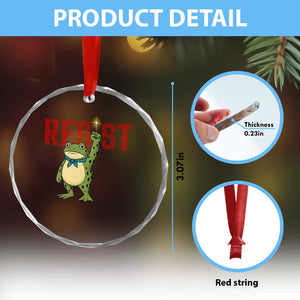 Resist Frog AIDS Awareness Crystal Glass Ornament Portland Activist Political Meme HIV Support Red Ribbon TS14 Print Your Wear