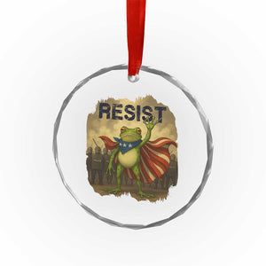 Resist Frog Christian Christmas Crystal Glass Ornament Funny Polittical 2025 Meme - Print Your Wear