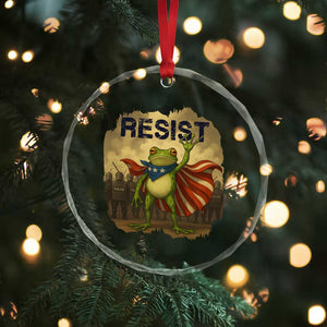 Resist Frog Christian Christmas Crystal Glass Ornament Funny Polittical 2025 Meme - Print Your Wear
