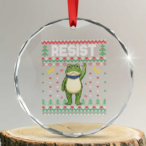 Resist Frog Crystal Glass Ornament Funny Portland Protest ICE Activist Meme 2025 TS14 Transparent Glass 3'' Circle Print Your Wear