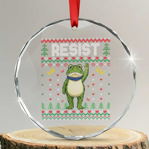 Resist Frog Crystal Glass Ornament Funny Portland Protest ICE Activist Meme 2025 - Print Your Wear
