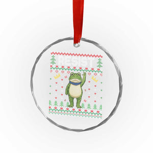 Resist Frog Crystal Glass Ornament Funny Portland Protest ICE Activist Meme 2025 - Print Your Wear