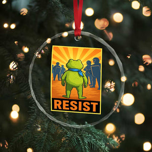 Resist Frog Graphic Crystal Glass Ornament Protest Stand Against Fascism - Print Your Wear