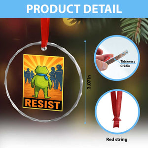 Resist Frog Graphic Crystal Glass Ornament Protest Stand Against Fascism - Print Your Wear