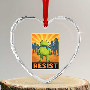 Resist Frog Graphic Heart Crystal Glass Ornament Protest Stand Against Fascism TS02 Transparent Glass 3'' Heart Print Your Wear