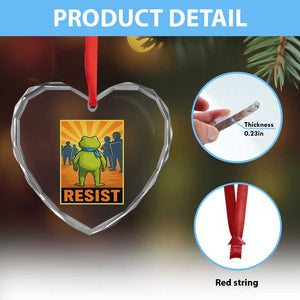 Resist Frog Graphic Heart Crystal Glass Ornament Protest Stand Against Fascism TS02 Print Your Wear