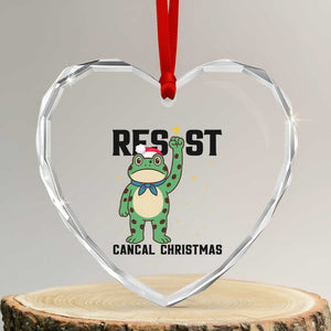 Resist Frog Heart Crystal Glass Ornament Funny Portland Protest ICE Activist Meme TS14 Transparent Glass 3'' Heart Print Your Wear