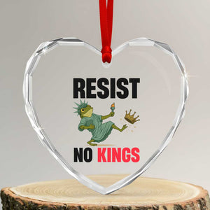 Resist Frog Heart Crystal Glass Ornament No Kings In America Political 2025 TS14 Transparent Glass 3'' Heart Print Your Wear