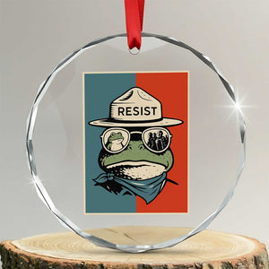 Resist Frog Meme Crystal Glass Ornament Portland Vintage Aesthetic Gift - Print Your Wear