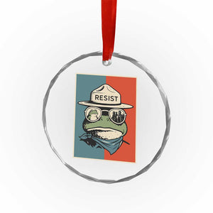 Resist Frog Meme Crystal Glass Ornament Portland Vintage Aesthetic Gift - Print Your Wear