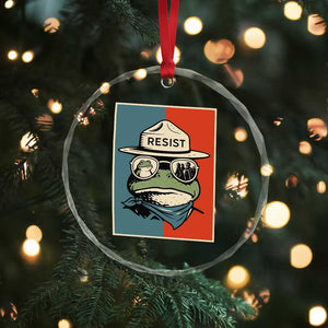 Resist Frog Meme Crystal Glass Ornament Portland Vintage Aesthetic Gift - Print Your Wear
